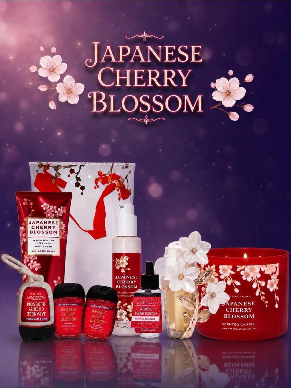 BBW Japanese Cherry Blossom 10 Pc Set + Retired Flower Branch Plug